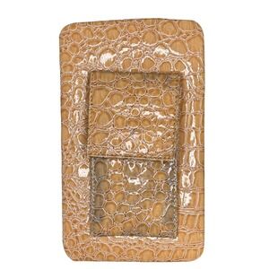 Faux Crocodile Leather 3 Piece Wallet Beige Card Holder Strap Bill Folder Wallet